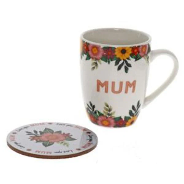 2 Pack Mum Tropic Floral Mug Coaster Set - 250ml - Image 2