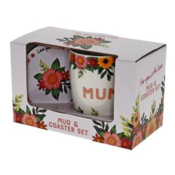 2 Pack Mum Tropic Floral Mug Coaster Set - 250ml - Image 4