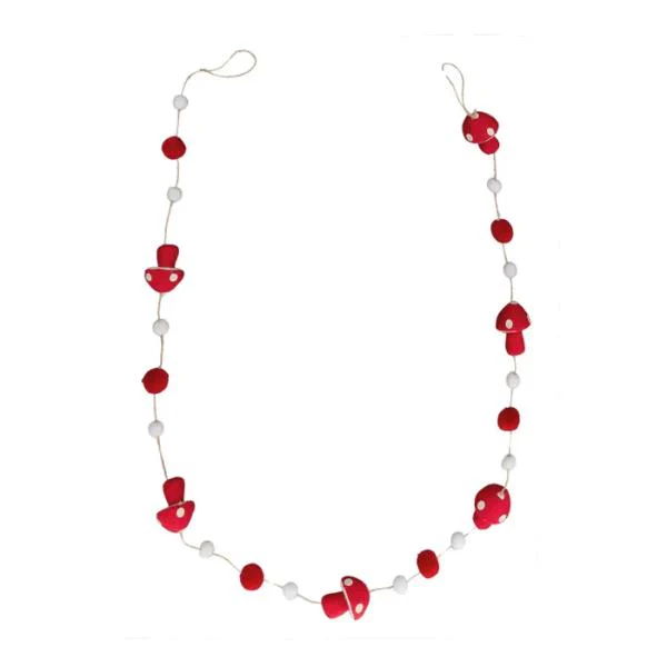 Red & White Mushroom Felt Garland - 6cm x 183cm