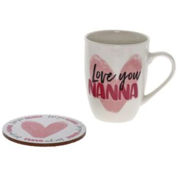 2 Pack Love You Nanna Heart Mug Coaster Set - 250ml - Image 2