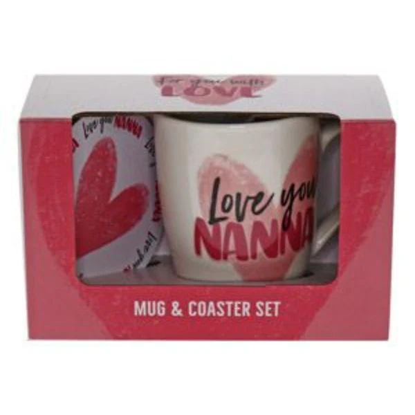 2 Pack Love You Nanna Heart Mug Coaster Set - 250ml - Image 3