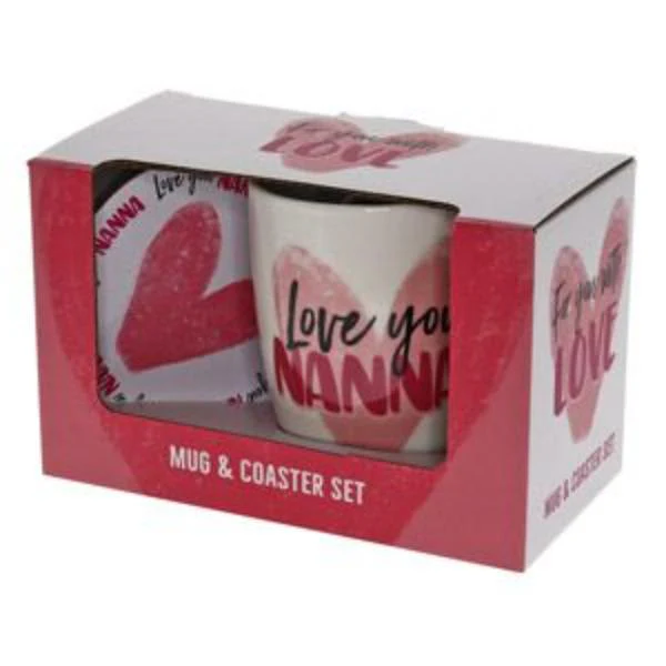 2 Pack Love You Nanna Heart Mug Coaster Set - 250ml - Image 4