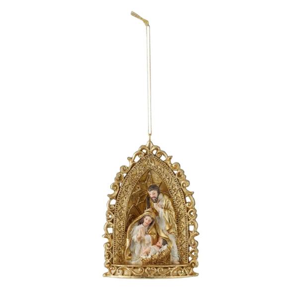 Gold Nativity Scene Hanger - 7cm x 10cm