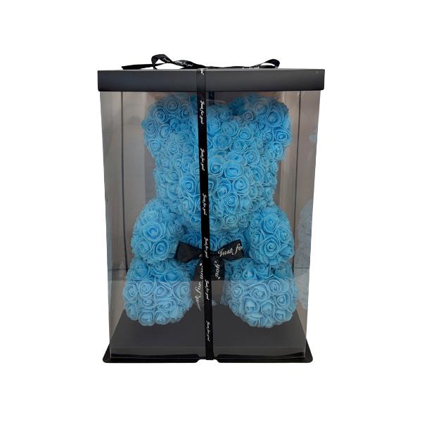 Blue Silicon Rose Bear - 35cm - Image 2