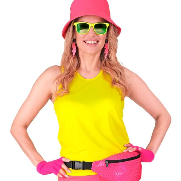 Neon Pink Fingerless Gloves - Image 4