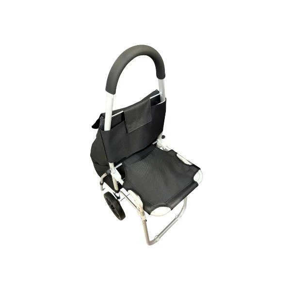Black Shopping Trolley With Seat - Image 2