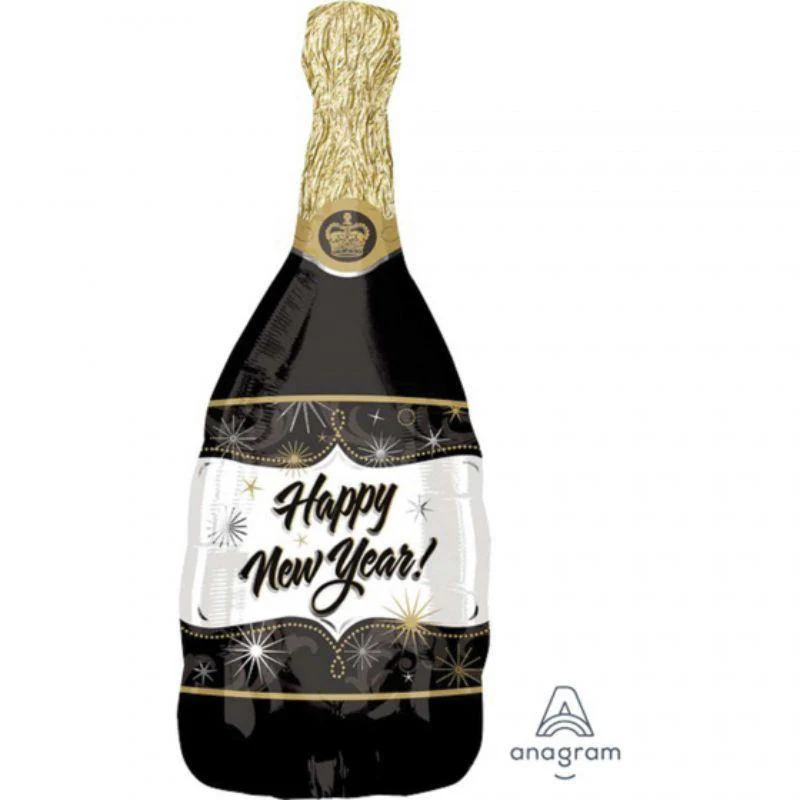 New Year Champagne Bottle Foil Balloon - 36cm x 91cm