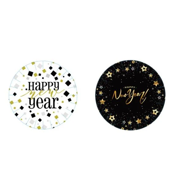 12 Pack New Year Paper Plates - 22.86cm