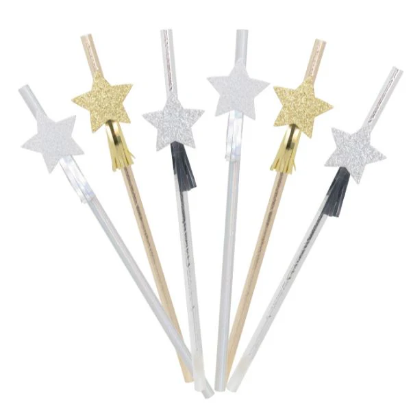 10 Pack New Year Paper Straws - 19.5cm