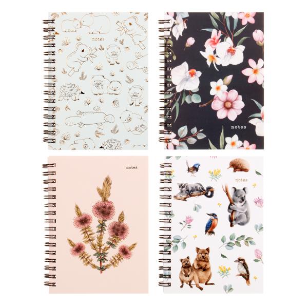 Spiral Card Cover Printed A6 Notebook - 120 Pages