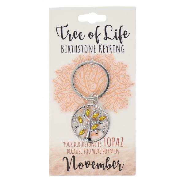 November Tree Of Life Birthstone Keyring