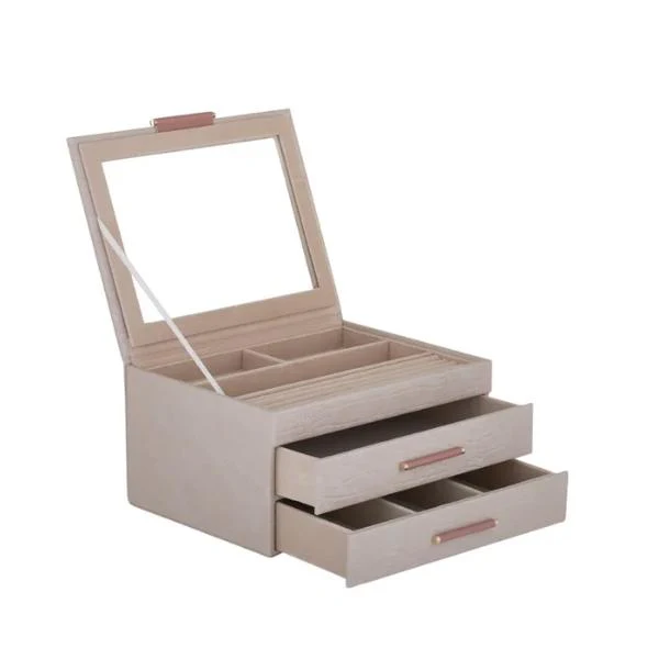 Large Nude Nova Croc Jewel Box - 27cm x 21cm x 14cm - Image 2