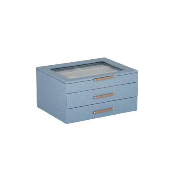 Large Blue Nova Plait Jewel Box - 27cm x 21cm x 14cm