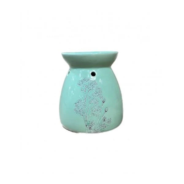 Green Ceramic Oil Burner - 11.8cm x 11.8cm x 12.8cm