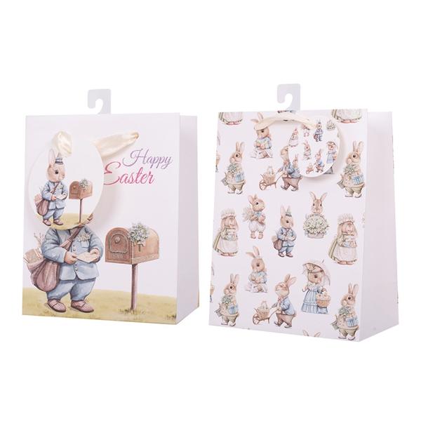Large Old World Bunny Gift Bag - 26cm x 32cm x 12cm