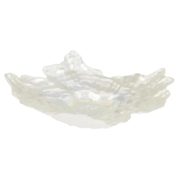 White Lustre Ostrea Glass Plate - 36cm x 45cm x 10cm