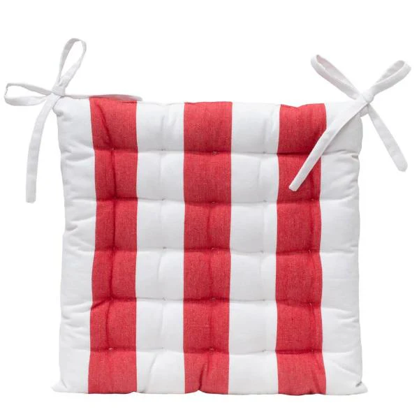 Red Outdoor Stripe Chair Pad - 40cm x 40cm