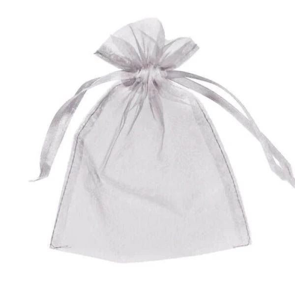 10 Pack Silver Organza Bag - 13cm x 18cm