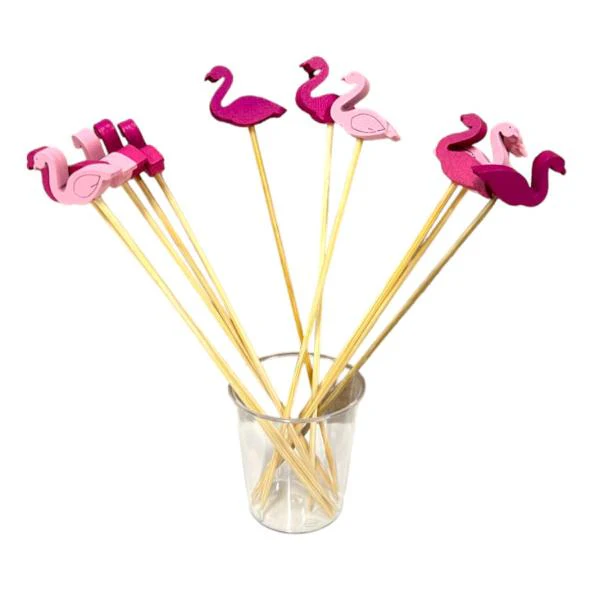 12 Pack Pink Flamingo Fruit Pick - Image 3