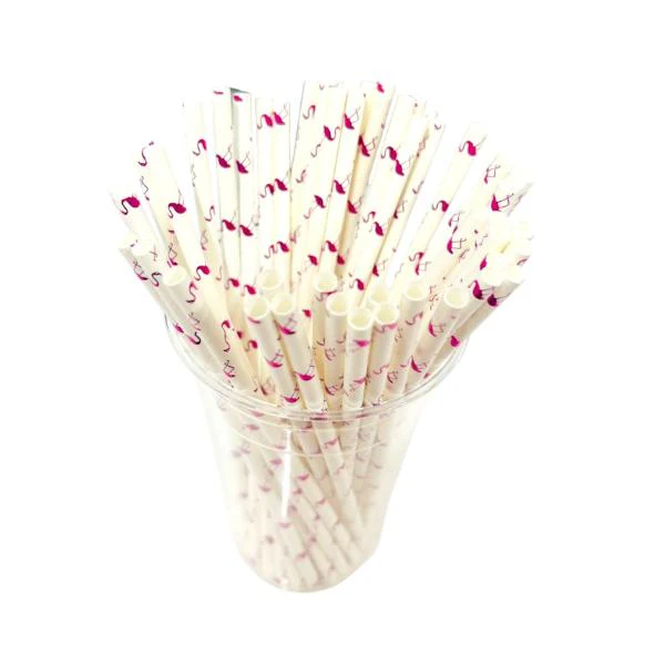 50 Pack Purple Foil Flamingo Straws - Image 3