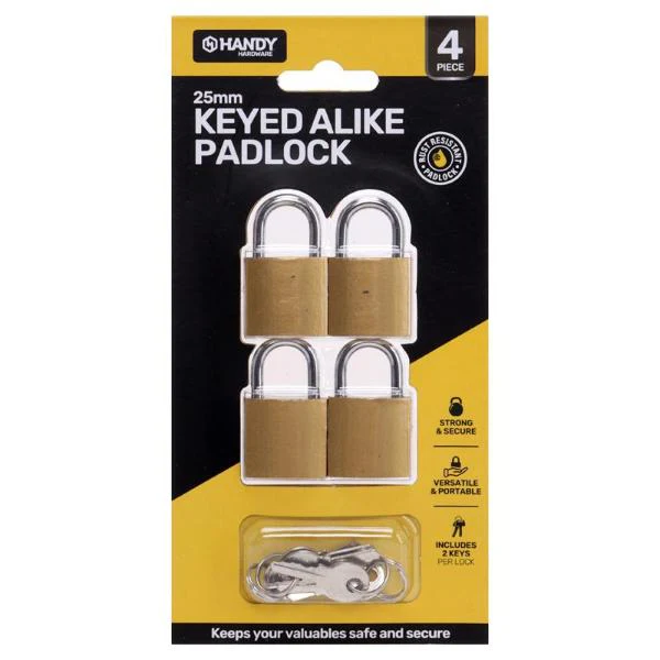 4 Pack Padlock Keyed Alike Padlocks - Image 4