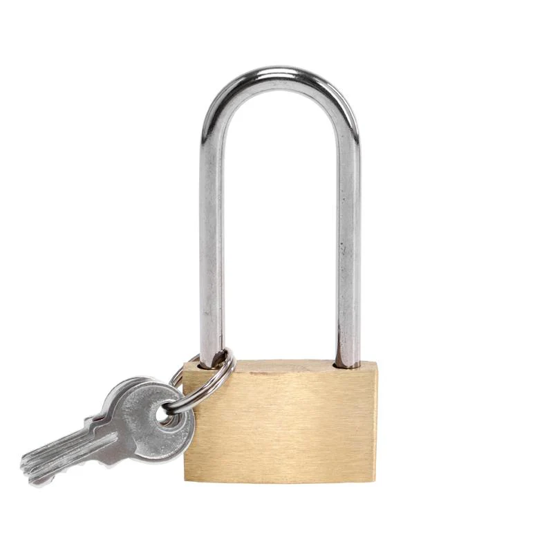 Solid Brass Long Shackle Padlock With 3 Keys - 2.5cm - Image 4