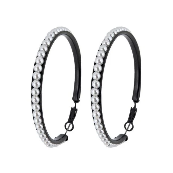 Pair Of Pearl Studded Black Earings
