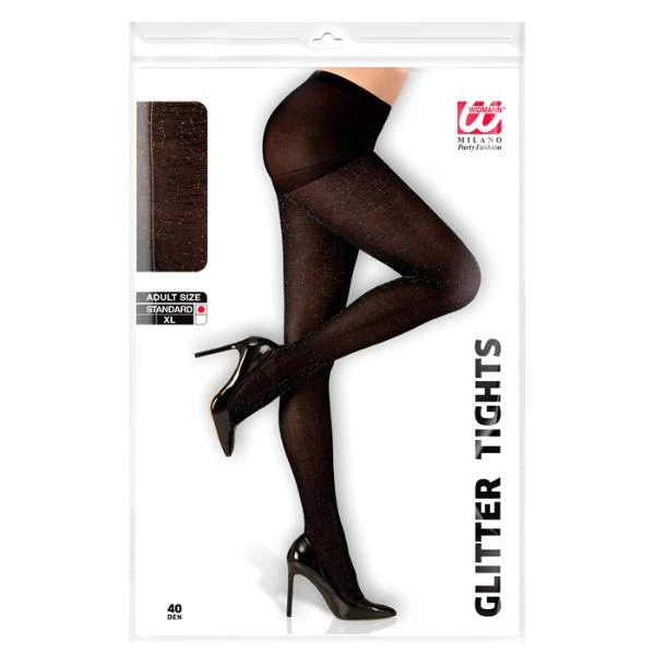Shimering Black 40 Denier Pantyhouse - X Large - Image 2