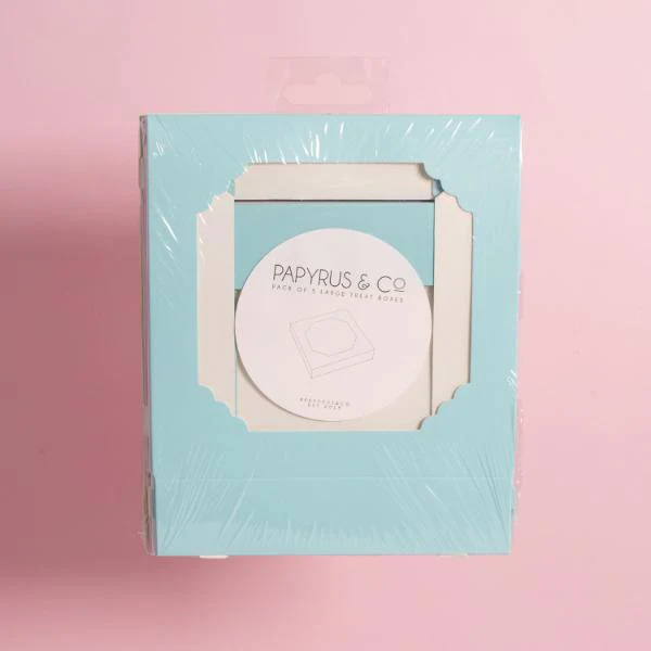 5 Pack Medium Pastel Blue Papyrus Scalloped Treat Box - Image 2