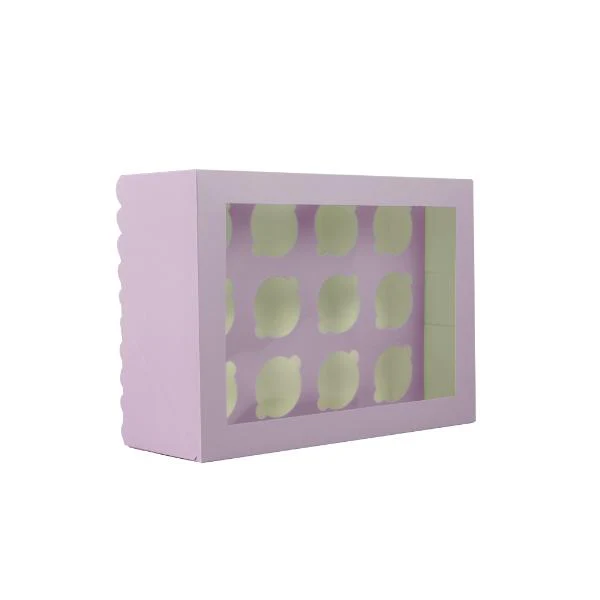 Pastel Lilac 12 Holes Papyrus Scalloped Tall Cupcake Box - Image 3