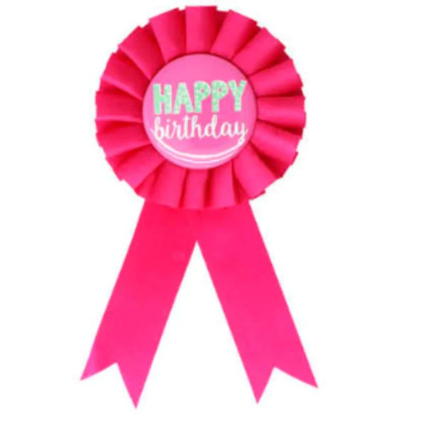 Pink Happy Birthfay Party Badge