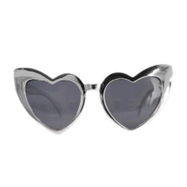 Silver Holographic Heart Party Glasses
