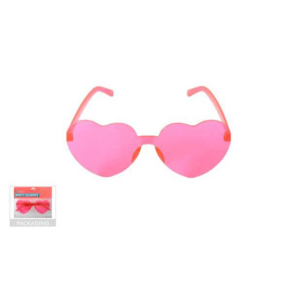 Hot Pink Perspex Hearts Party Glasses