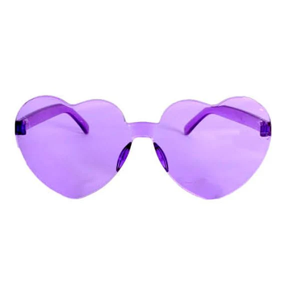 Purple Perspex Heart Party Glasses