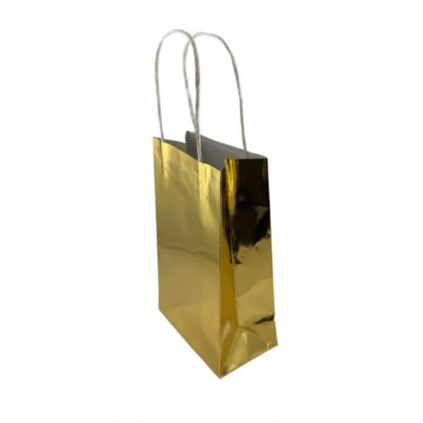 5 Pack Metallic Gold Paper Party Bags - 21.5cm x 13cm x 8cm - Image 3