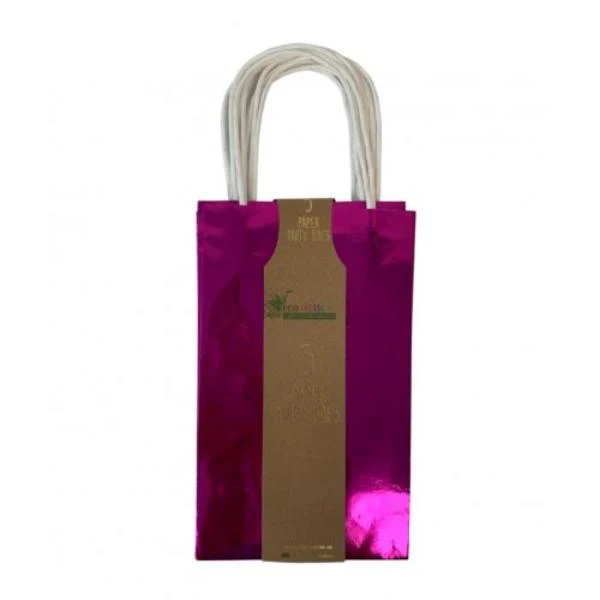 5 Pack Metallic Pink Paper Party Bags - 21.5cm x 13cm x 8cm - Image 3
