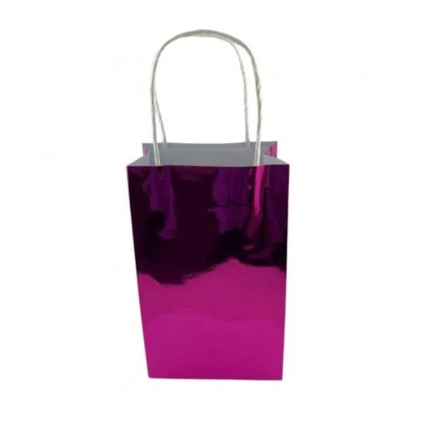 5 Pack Metallic Pink Paper Party Bags - 21.5cm x 13cm x 8cm - Image 5