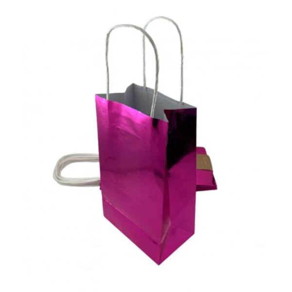 5 Pack Metallic Pink Paper Party Bags - 21.5cm x 13cm x 8cm - Image 6