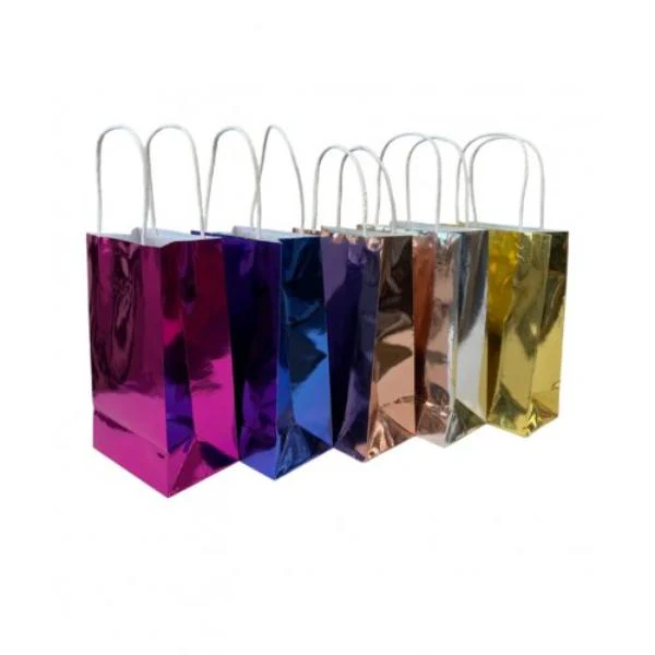 5 Pack Metallic Pink Paper Party Bags - 21.5cm x 13cm x 8cm - Image 7