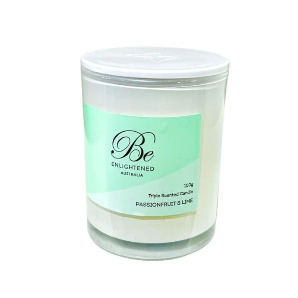 Be Enlightened Passionfruit & Lime Triple Scented Candle Petite - 100g - Image 2