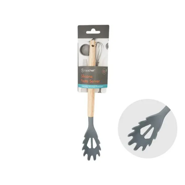 Grey Pasta Server With Wooden Handle - 30.5cm x 3cm