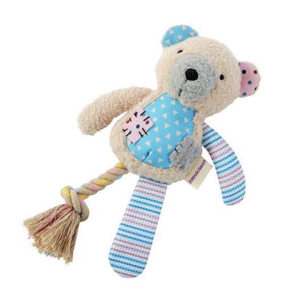 Patchy Pals Plush Bear Pet Toy With Rope - 36cm x 15cm x 7cm - Image 4