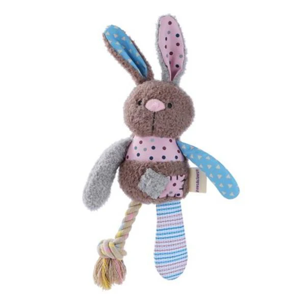Patchy Pals Plush Bear Pet Toy With Rope - 32cm x 17cm x 6cm - Image 4