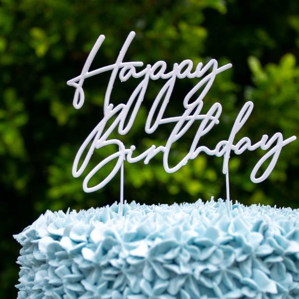 Pearl White Metal Birthday Cake Topper - Image 3