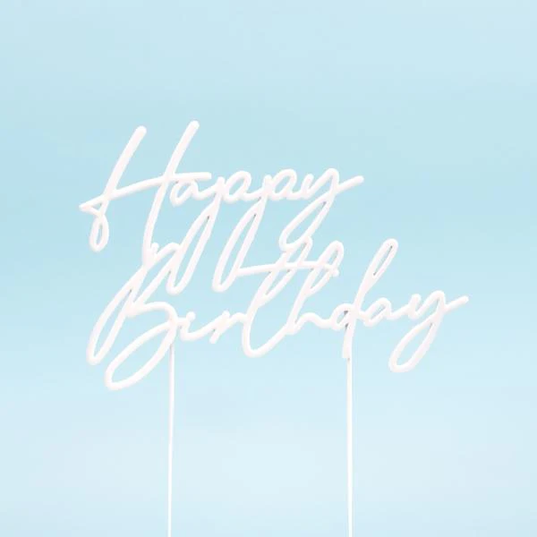 Pearl White Metal Birthday Cake Topper - Image 4