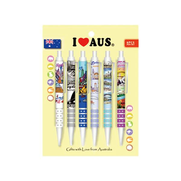 6 Pack I Love Australia Pen