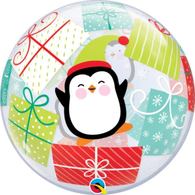 Penguins & Presents Bubble Balloon - 56cm