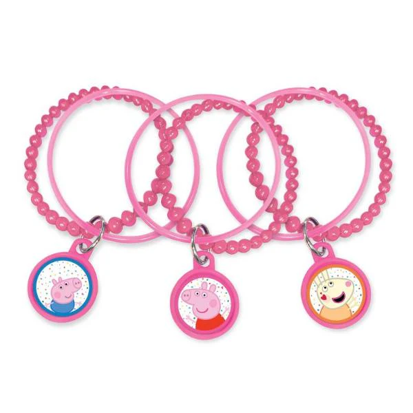 8 Pack Peppa Pig Confetti Party Charm Bracelets - 7cm