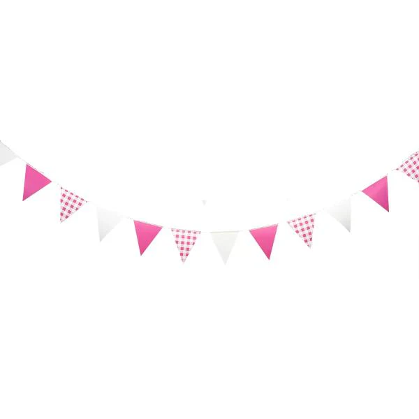 Pink Gingham Bunting - 350cm