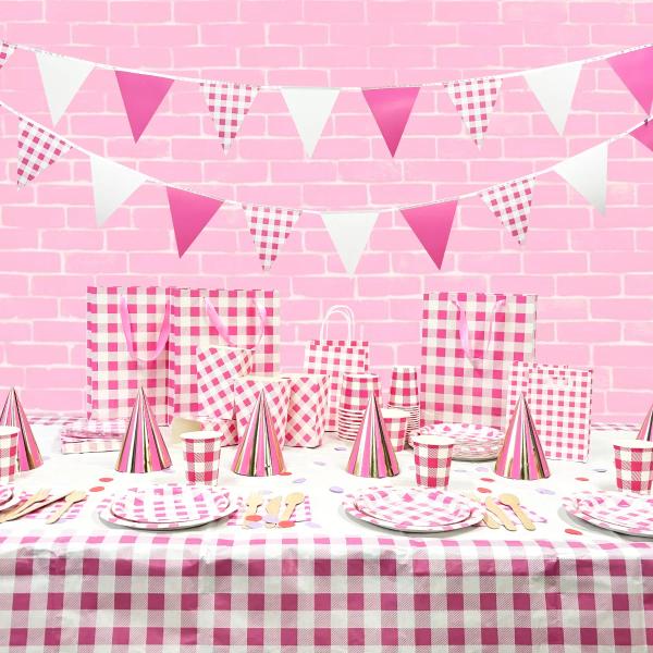 Pink Gingham Bunting - 350cm - Image 2